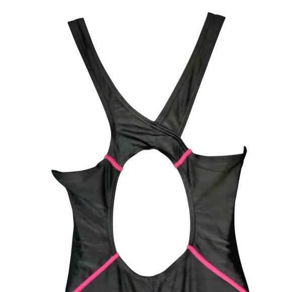 Charmo Womens One-Piece Athletic Swimsuit Med UPF 50+ Pink Geometric Design - Picture 8 of 9